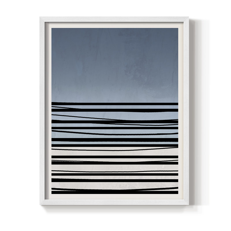 «Abstracto Azul II», reproduction encadrée - bois massif, Blanc, H 28 po x l 22 po