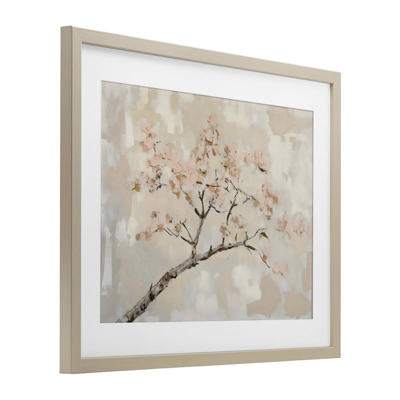 Impression encadrée sous verre Mute Cherry Blossoms Branch, par Franklyn Gregory, H 13 po x l 16 po, Cadre de récolte en pin