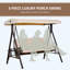 Balancelle de patio 3 places avec auvent ajustable, coussin amovible, coussins et plateaux latéraux Outsunny