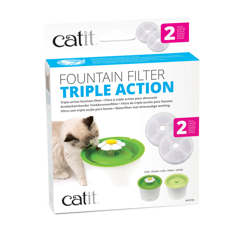 Catit Triple Action Water Fountain Filter 2-Pack