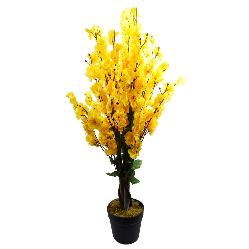 Plastic, Silk Blossom Arrangement in Pot