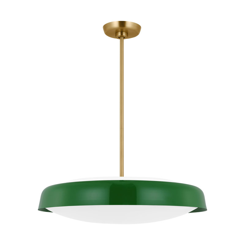 Green and White Milk Glass 3-Light Pendant