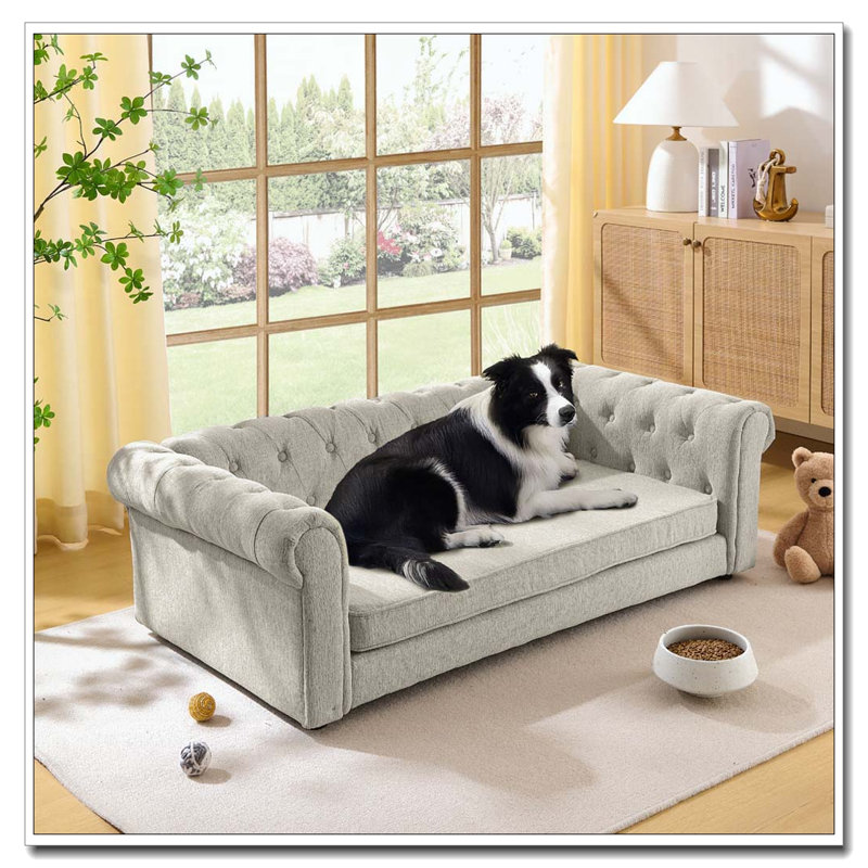 Lit rectangulaire pour chien, canapé-lit pour chien, Beige