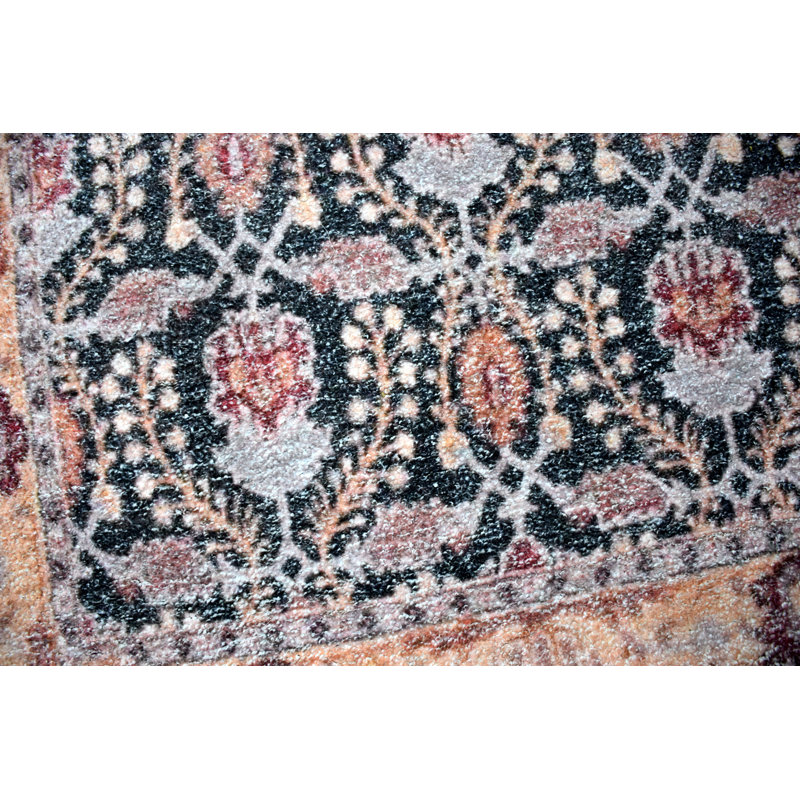 Tapis décoratif gris anthracite tissé à plat à la main Kiraz, Rectangle 7 pi 9 po x 9 pi 9 po