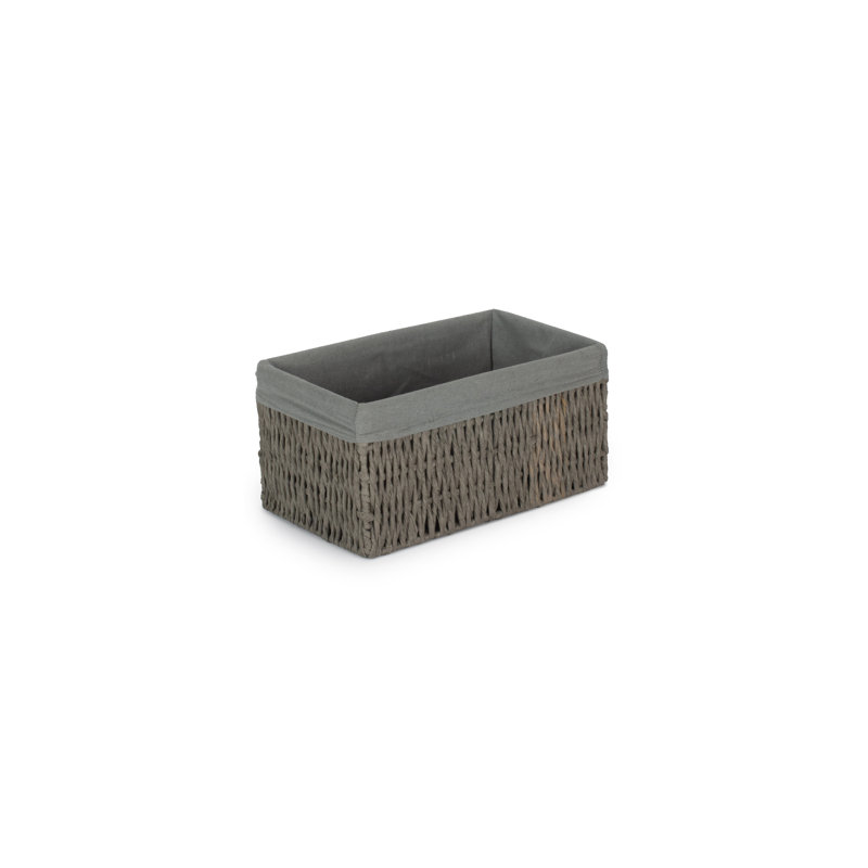 Wicker Paper Rope Storage Basket with Lining, 17cm H x 33cm W x 33cm D, Grey Basket/Grey Lining