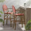 Ensemble de 2 tabourets de bar d'extérieur en osier et aluminium 29,5 po, rouge, finition bambou-945564767