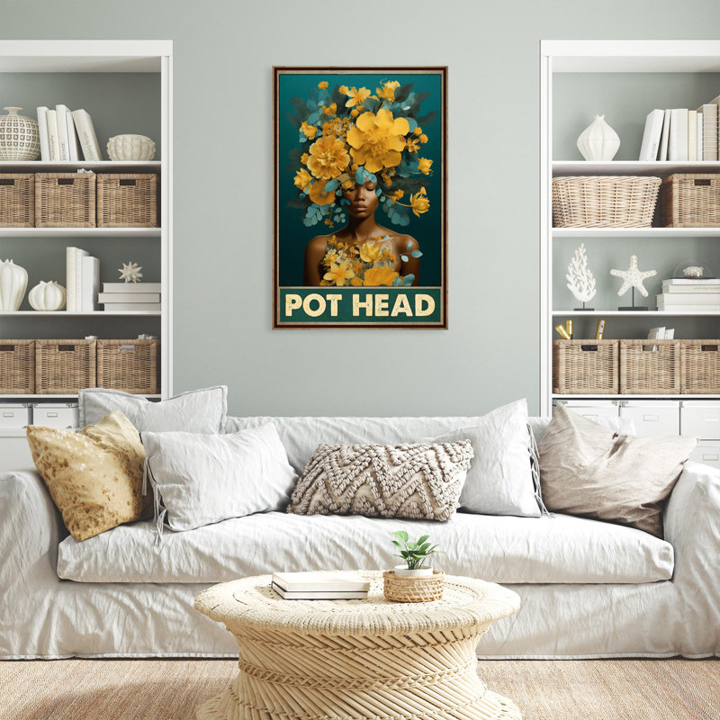 «Flowers Pot Head 1 - 1 pièce», reproduction d'art graphique sur toile tendue, H 14 po x l 11 po x P 1,25 po