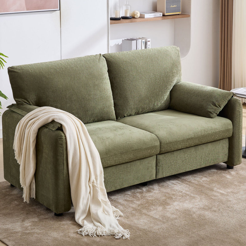 Canapés remplis de duvet désossé de 800 lb, canapé minimaliste de 60 pouces, avec plusieurs couleurs dans le salon et la chambre à coucher