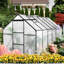 Serre en polycarbonate toutes saisons - 6 pi x 12 pi avec base surélevée, ancrage et base galvanisée pour une utilisation extérieure-126726083