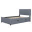 Lit plateforme double, structure de lit tapissier en bois avec lit gigogne simple et tête de lit capitonnée verticale-107261875