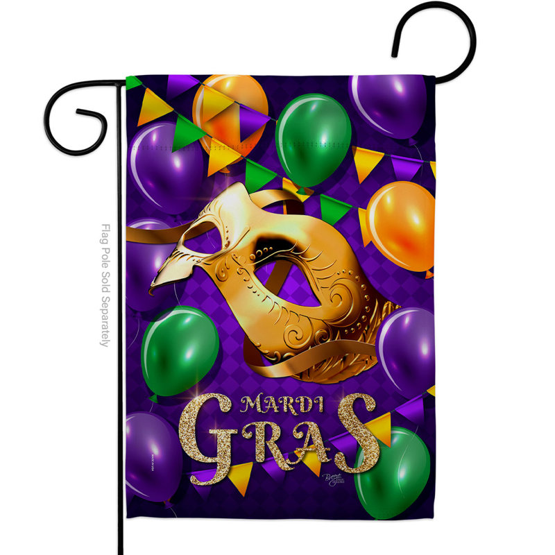 Drapeau de jardin 19 po x 13 po Mardi Gras Ballons