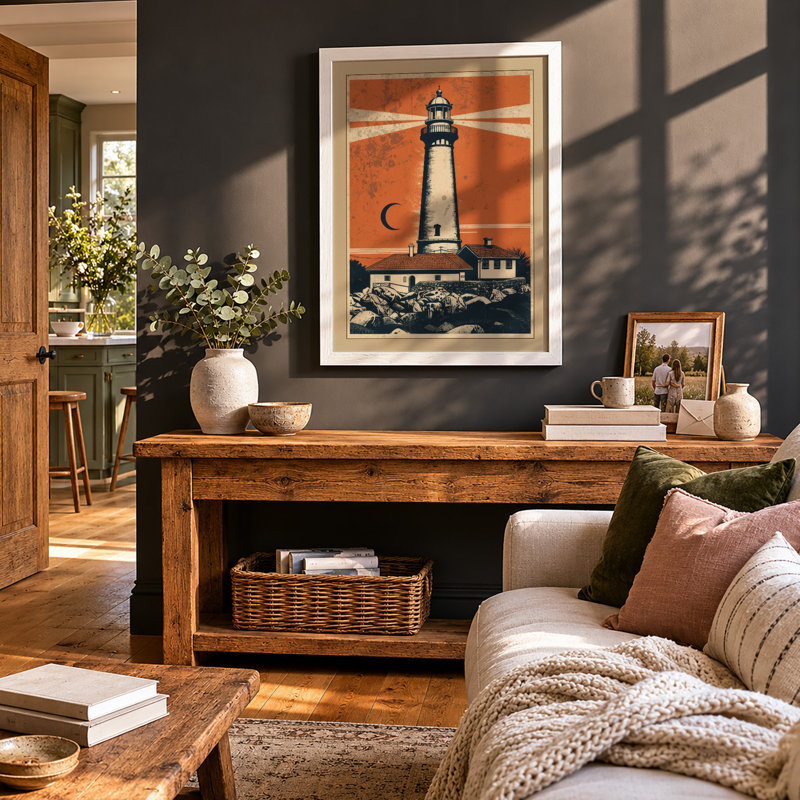 Lighthouse Watch Retro - Print, A3 - 42.0 x 29.7 cm, White
