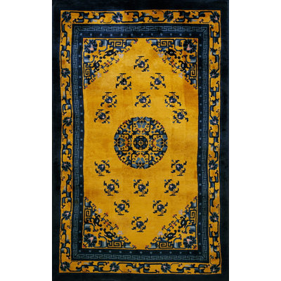 Antique Peking Hallway Runner Wool Gold Rug