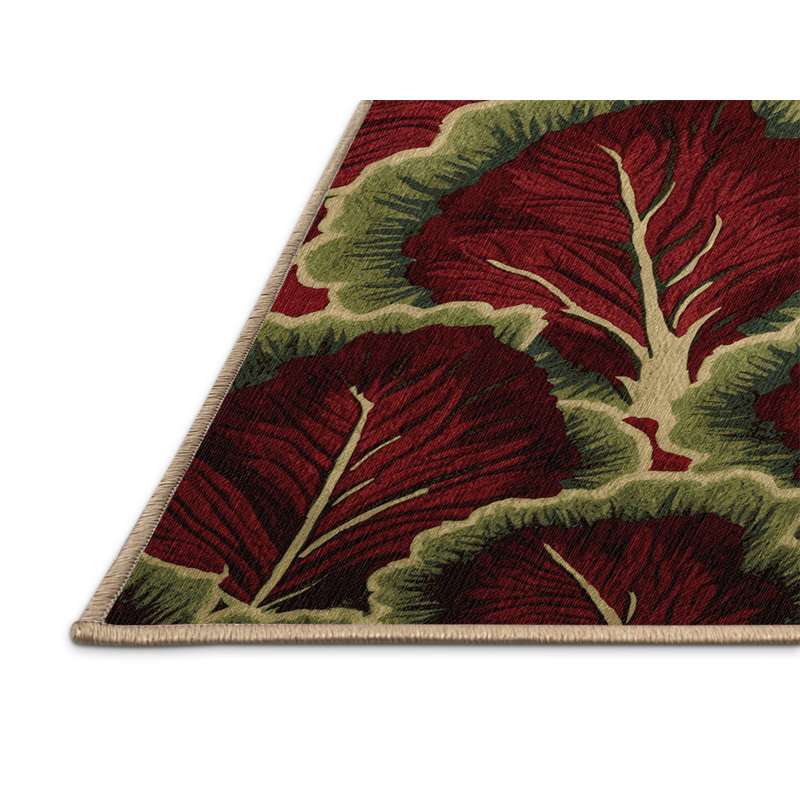 Washable Lettuce Red Leaf Vegetables Area Rug, Rectangle 7' x 10'