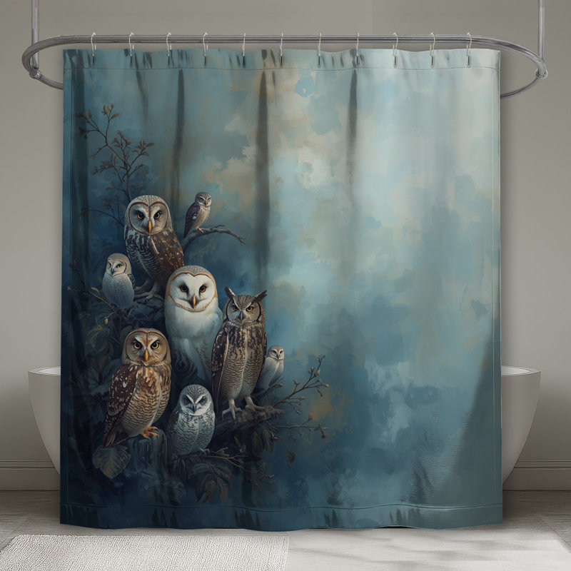 Rideaux de douche Group Of Owls, 70in W x 84in H