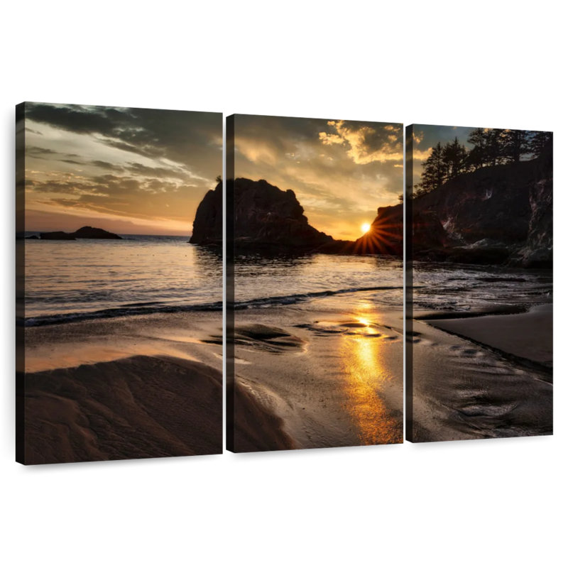 Gillard, coucher de soleil sur la plage secrète, côte de l'Oregon, H 24 po x l 38 po