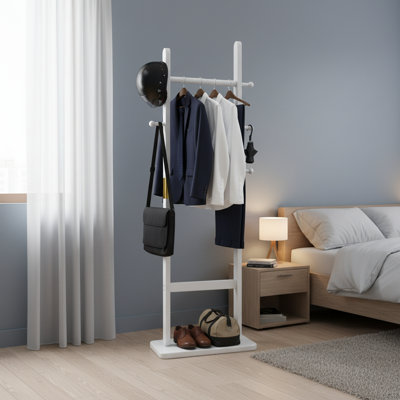 Portemanteau sur pied blanc Conception compacte, extrêmement robuste, convient aux petits espaces comme les chambres à coucher et les entrées.
