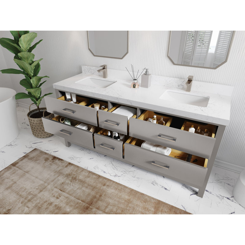 Meuble-lavabo double 72 po x P 22 po x H 36 po Parker, Blanc