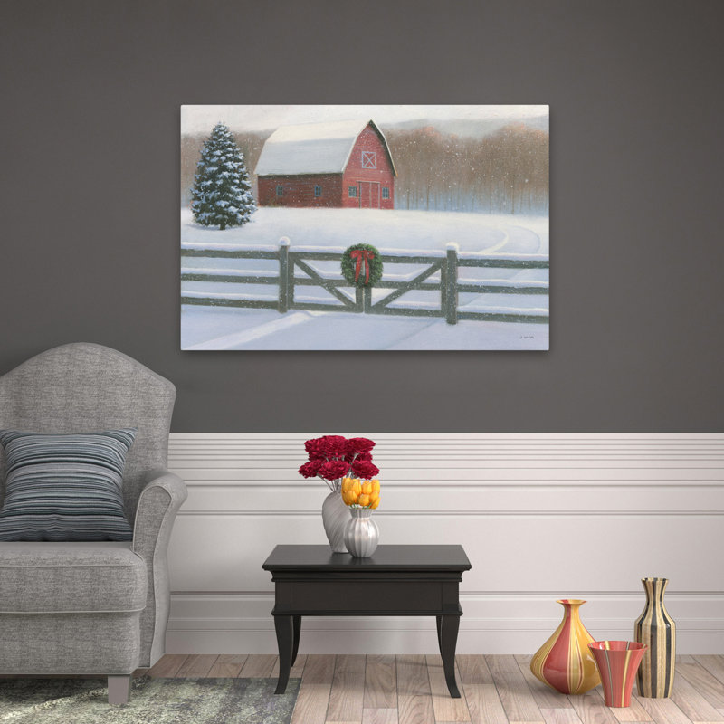 Architecture et granges, art de Noël VI, H 32 po x l 48 po