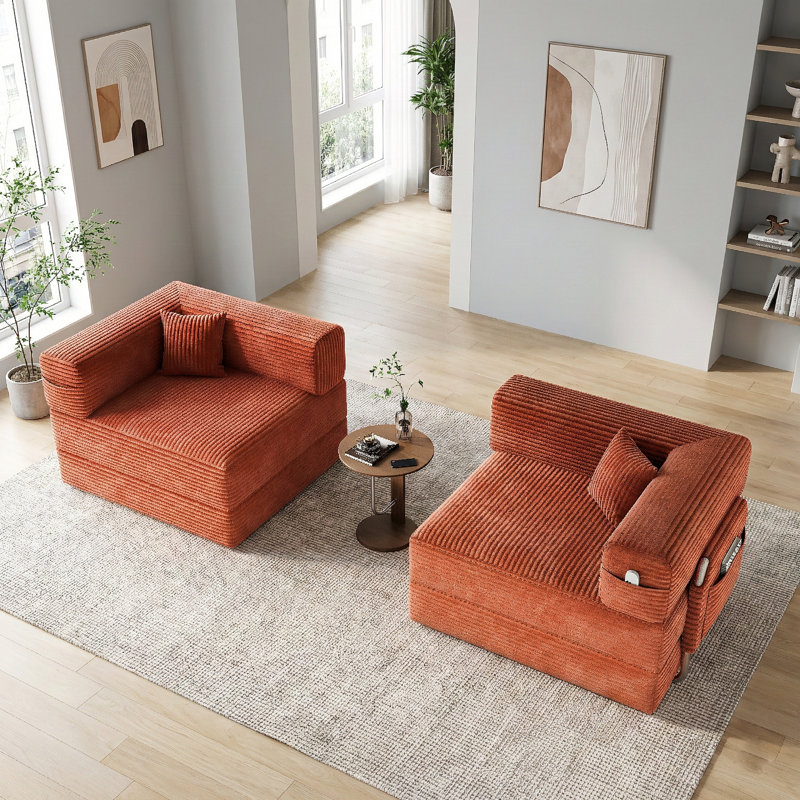 Canapé-lit 78,7 po convertible Cloud, Orange