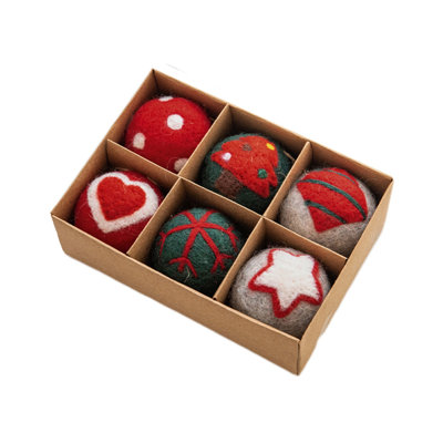 Christmas Decorations 6PCS Christmas Ornaments DIY Kit 5CM Festive Tree Decorations with Snowflake and Holiday Patterns Handmade Xmas Crafts Balls Han