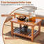  Ensemble de 6 meubles de patio en bois d'acacia avec coussins et table basse à 2 niveaux 