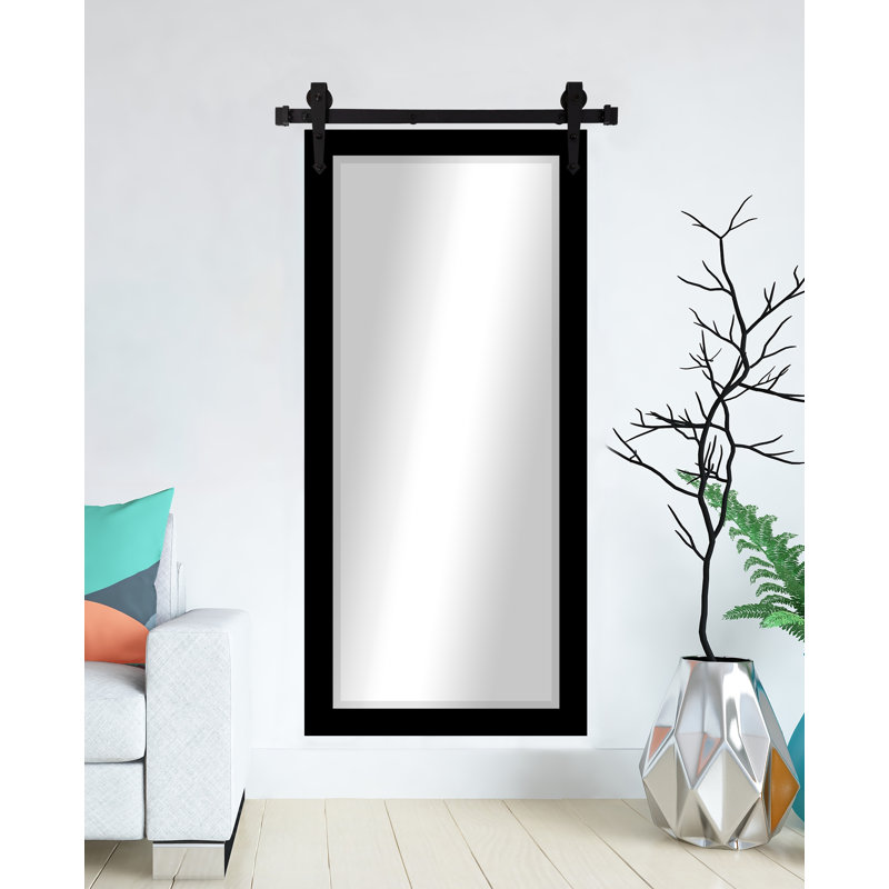Neace Flat Wall Mirror, Satin Black, 65" H x 30" W