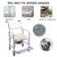 Multifunction Mobile Toilet Commode Shower Chair