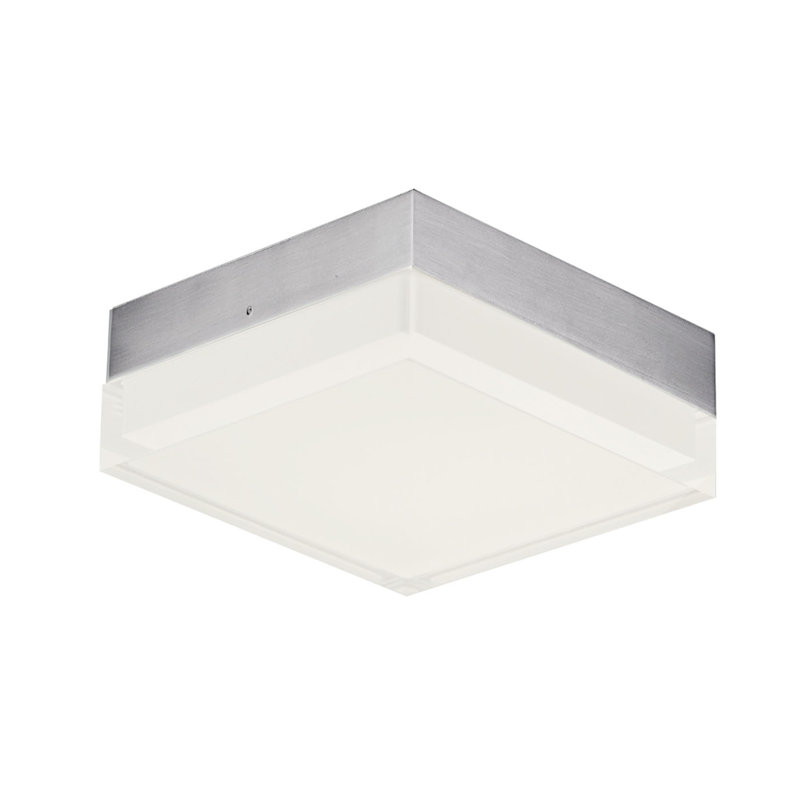 Plafonnier encastré carré simple 1 lumière del Casella, Nickel satiné, H 1,5 po x l 4,75 po x P 4,75 po