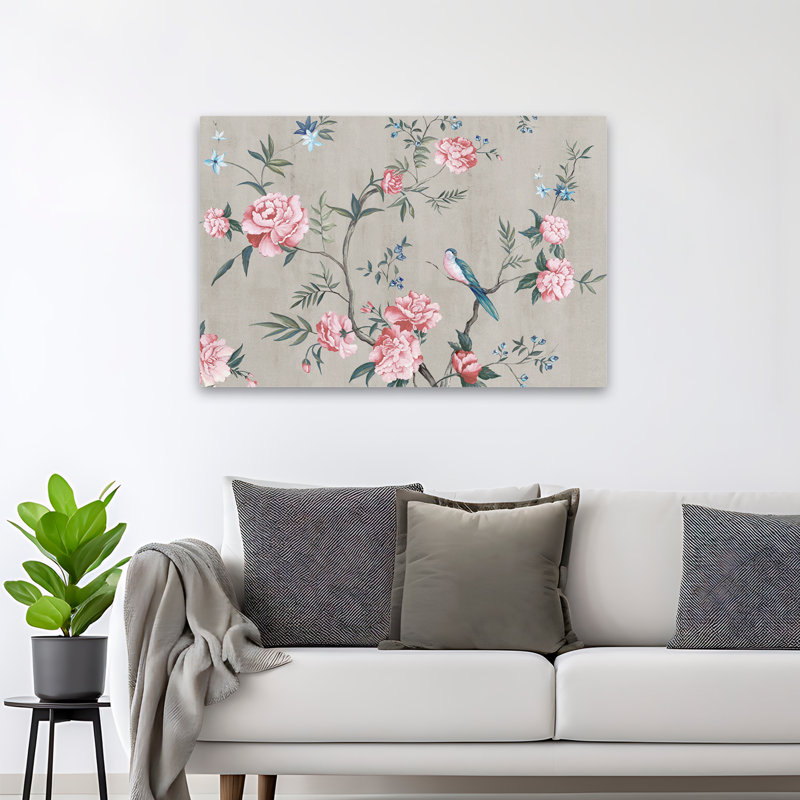 Plantes, fleurs, oiseaux, animaux, rossignol, art mural, H 32 po x l 48 po