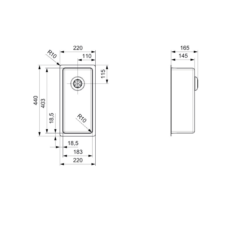 New York Single Bowl Inset/Undermount Kitchen Sink