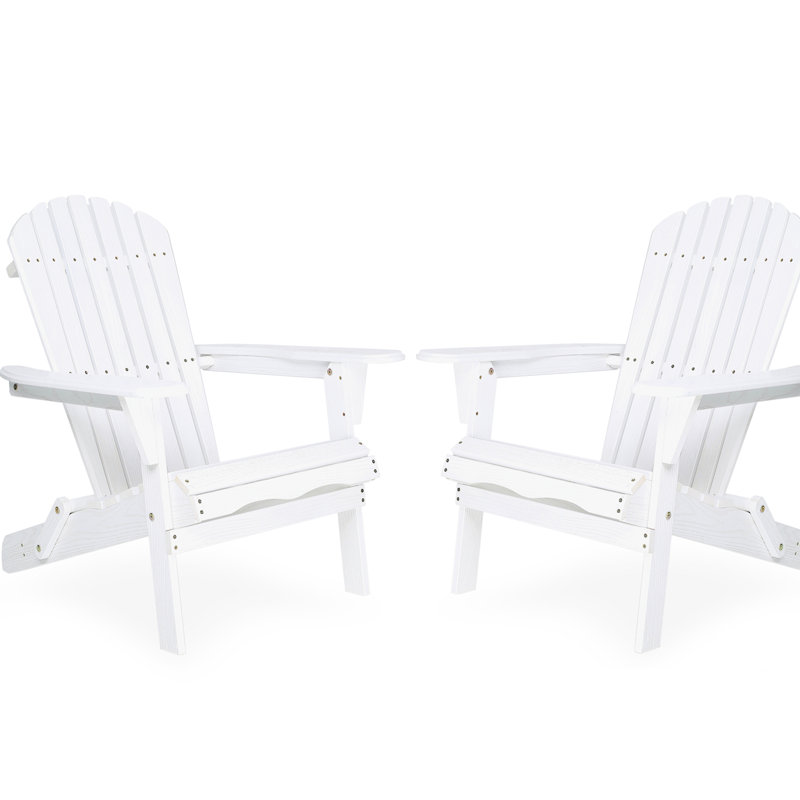 White Wood Chairs - Folding, Grain, Of 2, Outdoor Solid Patio Chair White, Easy To Fold, White