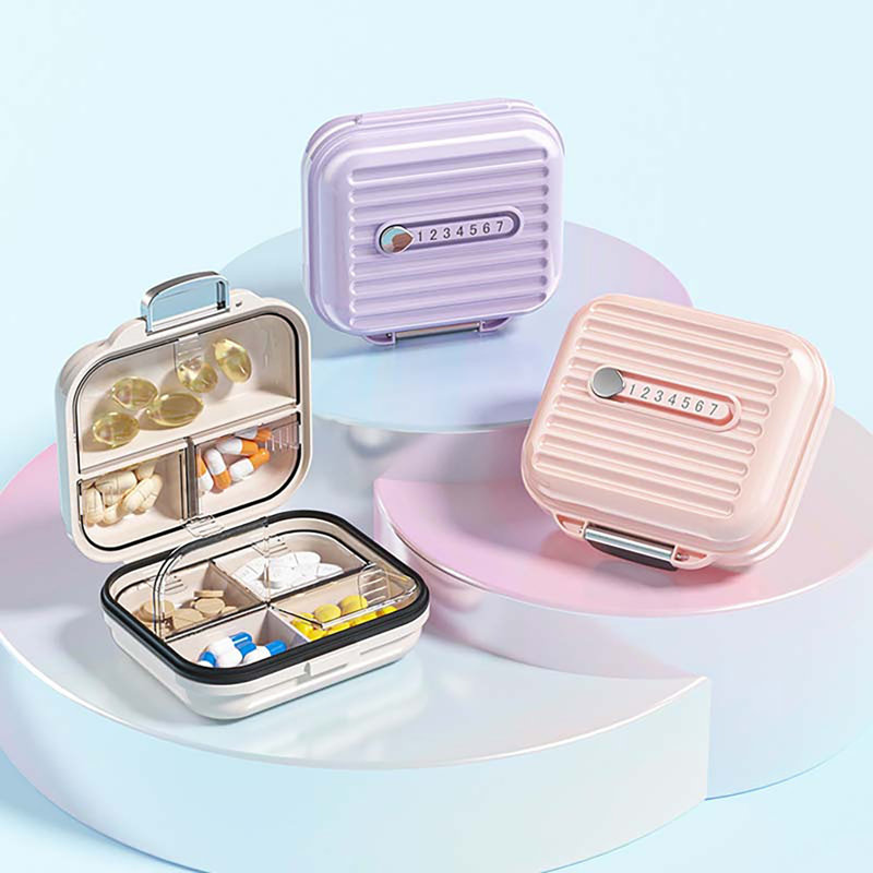 Boîte de rangement en plastique Boîte de médicaments portable Petit distributeur Trois jours de repas, C