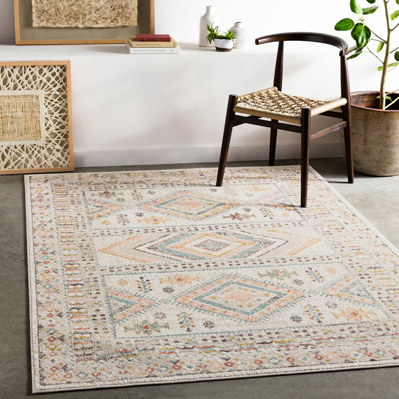 Eldon Pale Pink/Teal Rug, Rectangle 80 x 150cm