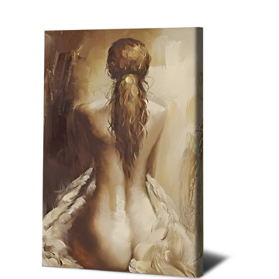 1PC Wall Arts Posters Framed,  Oil Painting Canvas Wall Art Abstract Nude Female Back Portrait Modern Home Decor for Living Room Bedroom Office Decoration Artwork Ready to Hang