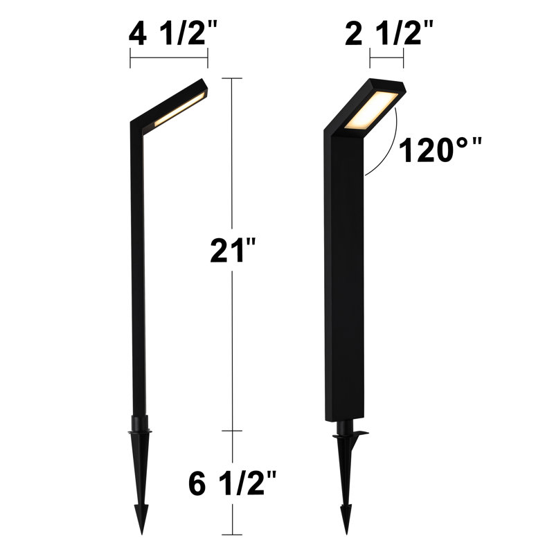 Low-voltage Black Aluminum Led Landscape Path Lights With Frosted Glass Shade, 21" H x 4.5" W x 2.5" D