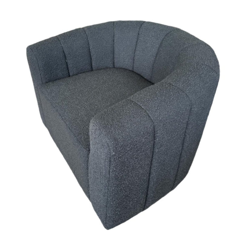 Sijbren Upholstered Swivel Accent Chair, Black Boucle