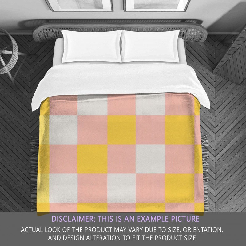 Machine Printed Comforter, Pink/Yellow Checkered, Twin Comforter