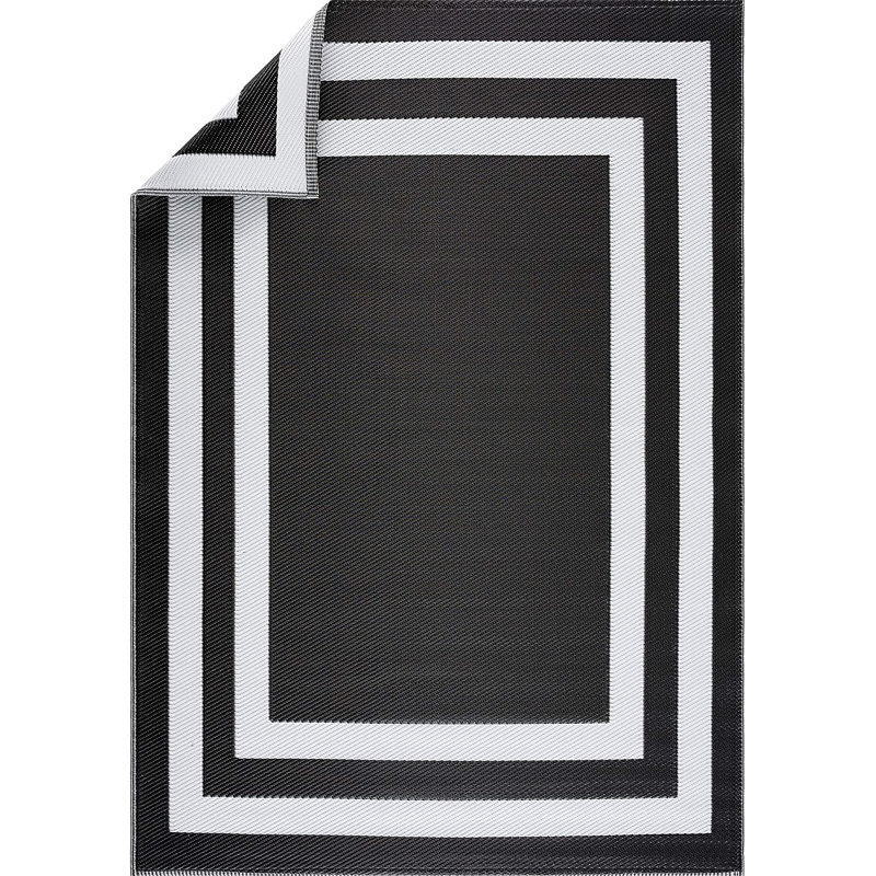 Tapis intérieur / extérieur noir / blanc Winslet, Rectangle 6 pi x 9 pi