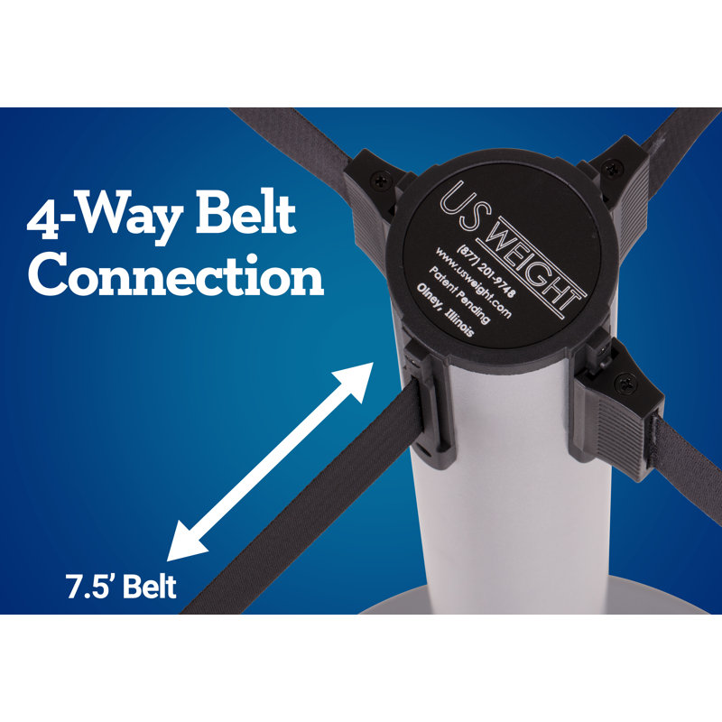 Silver Heavy Duty Steel Stanchion with 7.5-Foot Retractable Belt