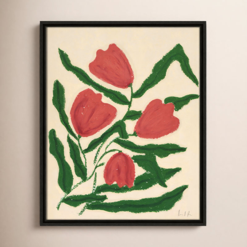 «Colette Red Tulips Print» par Camilla Bergqvist, H 21,5 po x l 17,5 po, Espresso