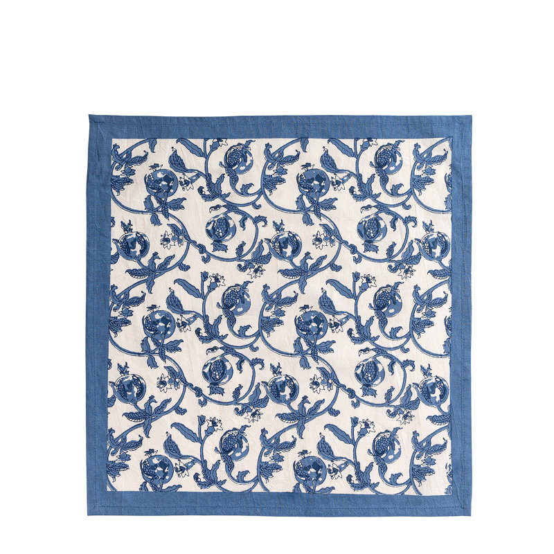 Granada Blue 100% Cotton Square Napkins, Blue