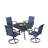  5-Piece Patio Dining Set, Blue Foamed PVC-coated polyester Swivel Patio Chairs + 37" Square Metal Dining Table with Umbrella Hole, Vibrant Outdoor Entertaining Set-1102505660-1102505634