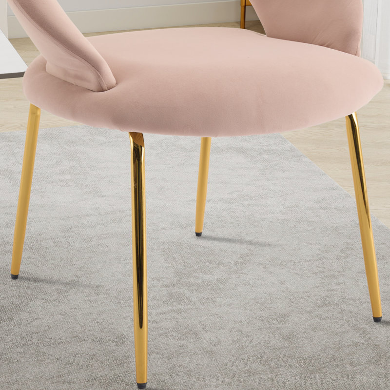 Chaise de salle à manger rembourrée, Velours rose