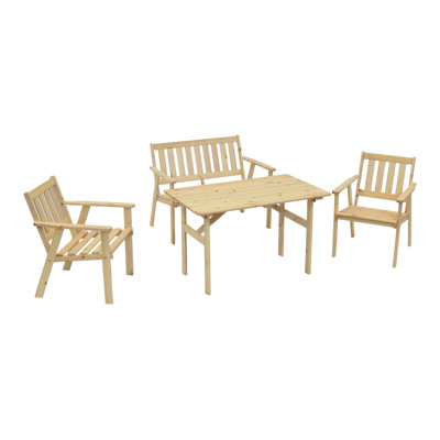 Senduk 4 - Person Wood Patio Dining Set with Rectangular Table