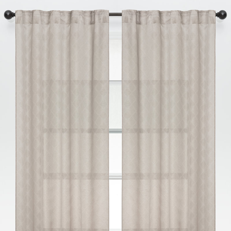 Onglet arrière 3-en-1 avec rideaux semi-transparents texturés à 2 panneaux Latitude Run®, passe-tringle et anneaux, Taupe
