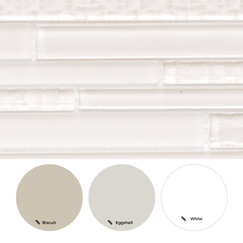 Karma Straight Edge Glass Mosaic Sheet Tile, Cream