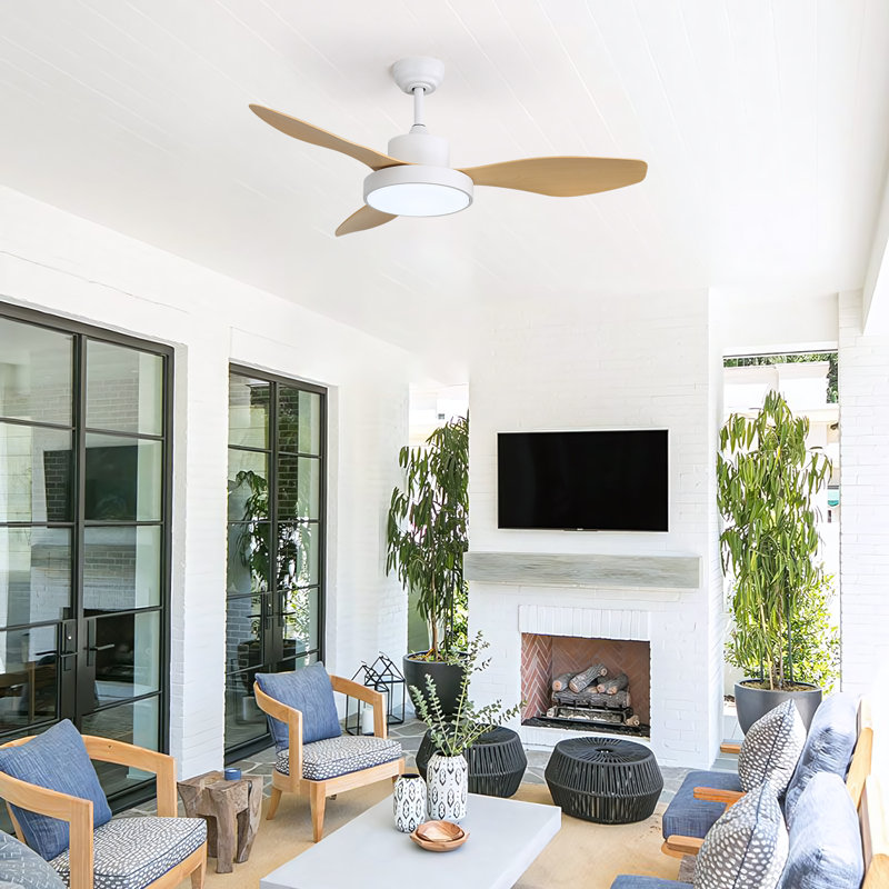 Lakenzie 47" 3 ABS Blade Modern Classic Ceiling Fan Light With Three-Tone Lighting, Remote Control Adjustment, And Timing Function