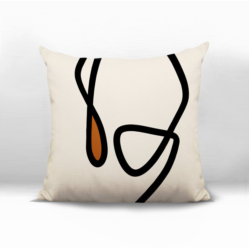 Oreiller carré réversible intérieur / extérieur Vie Abstract, H 17 po x l 17 po, Orange brûlé