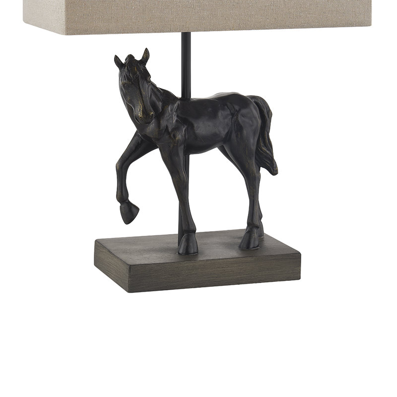 20.25"H Bronze Resin Horse Table Lamp With Shade